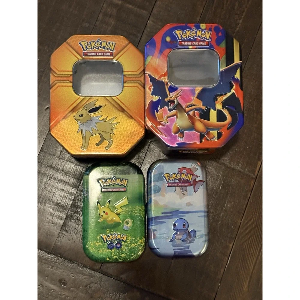 Pokemon TCG Charizard Pikachu Jolteon Squirtle Empty Collectible Mini Tin Lot